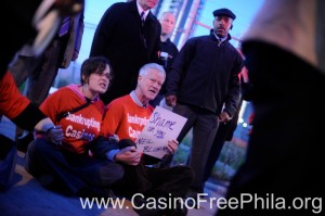 George Lakey at Sugarhouse casino site protest 9-29-09