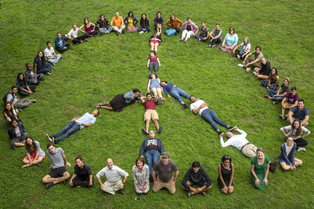 PCS students peace sign