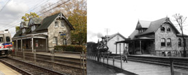 Photos of the Swarthmore train depot now and then.