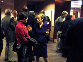 Rebecca Chopp and a guest at the Atlanta event