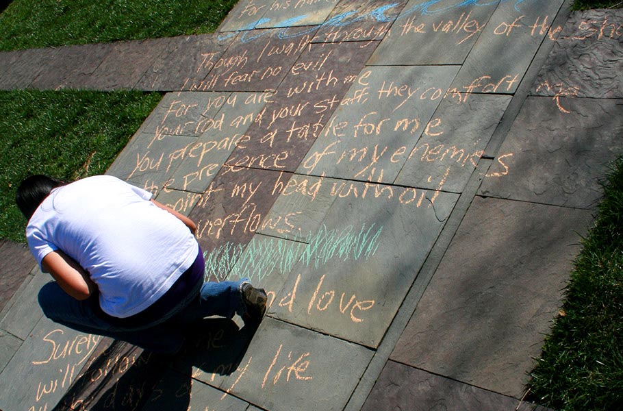 Chalk the sidewalks around campus with socially responsible propaganda.