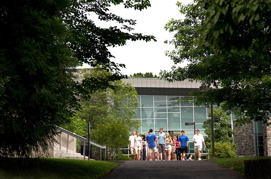 Walk backwards while giving an Admissions tour.